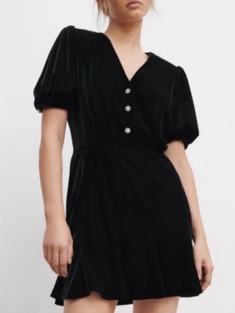 zara black velvet mini dress